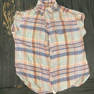 AE plaid button down shirt sleeve